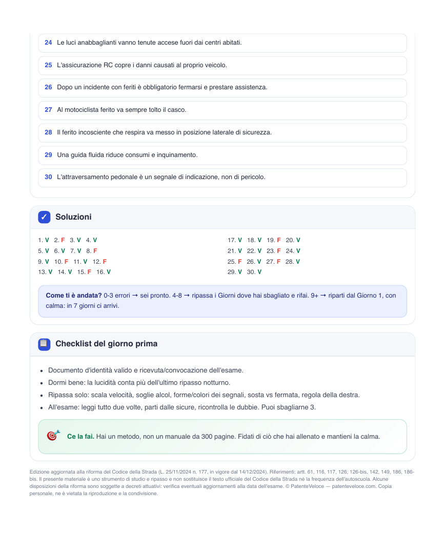 Soluzioni e checklist del giorno prima